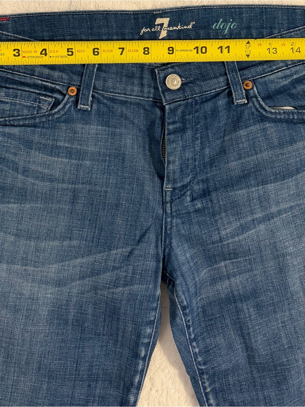 Y2K 7 For All Mankind Dojo Denim crops in Medium Blue size 30 light weight denim - Picture 5 of 8
